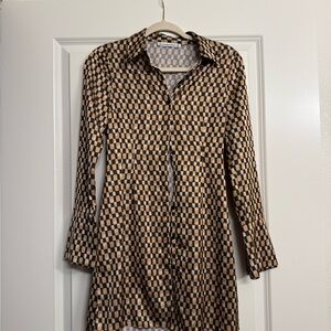 Abercrombie & Fitch Beige and Gray Checkered Shirt